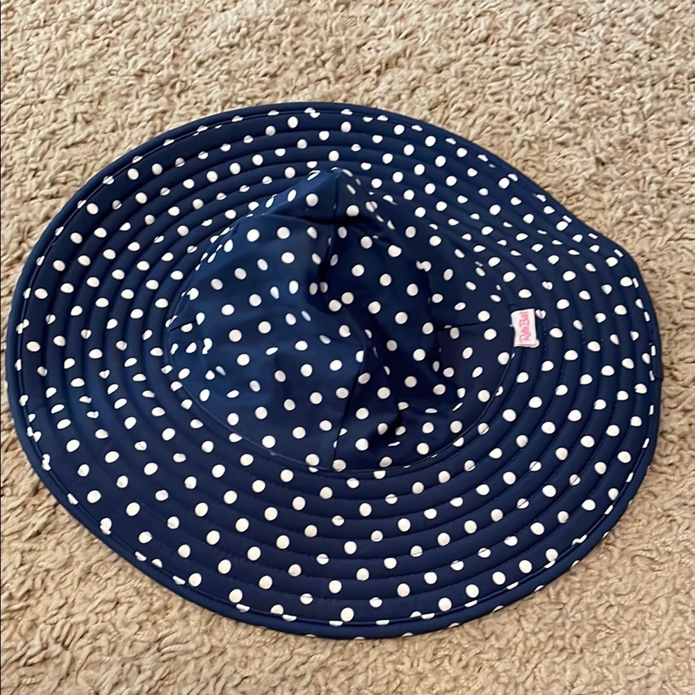 Ruffle Butts baby girls Navy Polka Dot Sun Hat
